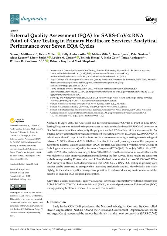 External Quality Assessment (EQA) for SARS-CoV-2 RNA Point-of-Care Testing in Primary Healthcare Services: Analytical Performance over Seven EQA Cycles
