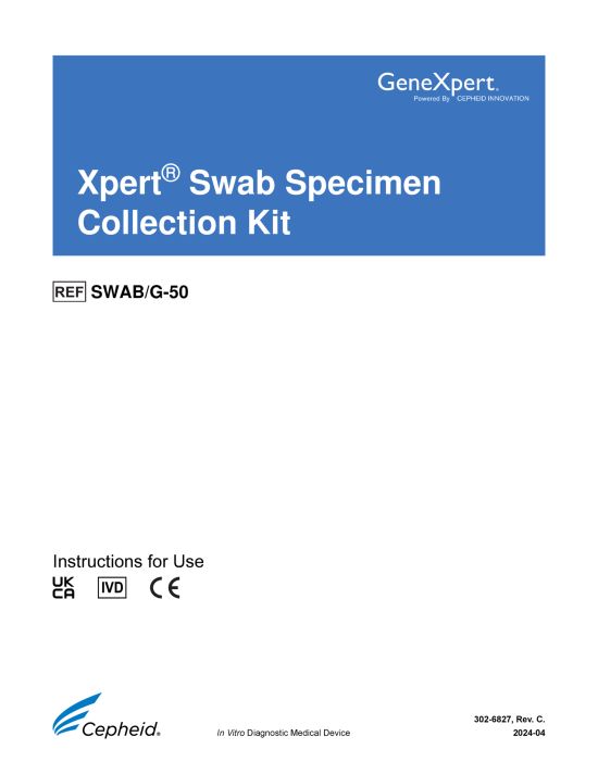 CT/NG & TV - Cepheid Xpert SWAB (G-50) Specimen Collection Kit ENGLISH 302-6827 Rev C IVDR